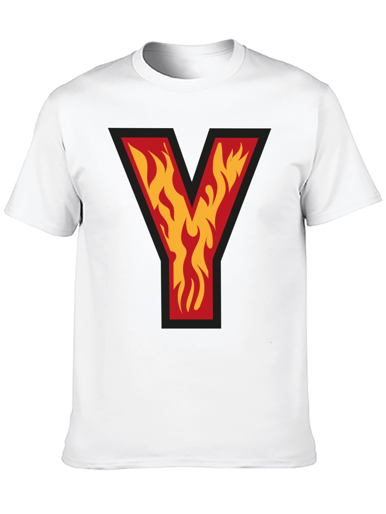 Fiery Initial Y Graphic Tee - Bold Black T-Shirt