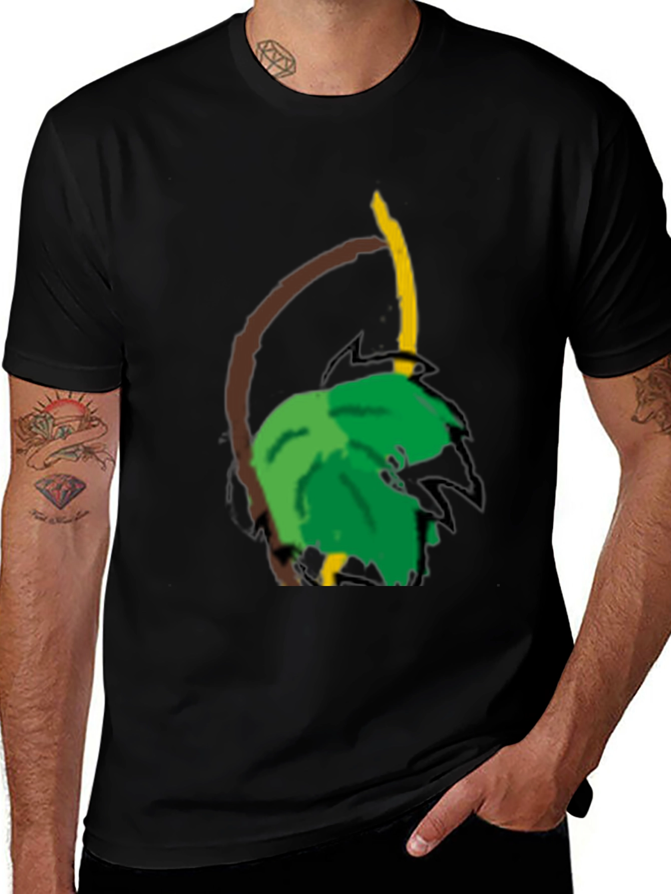 Leaf & Branch Graphic Black T-Shirt
