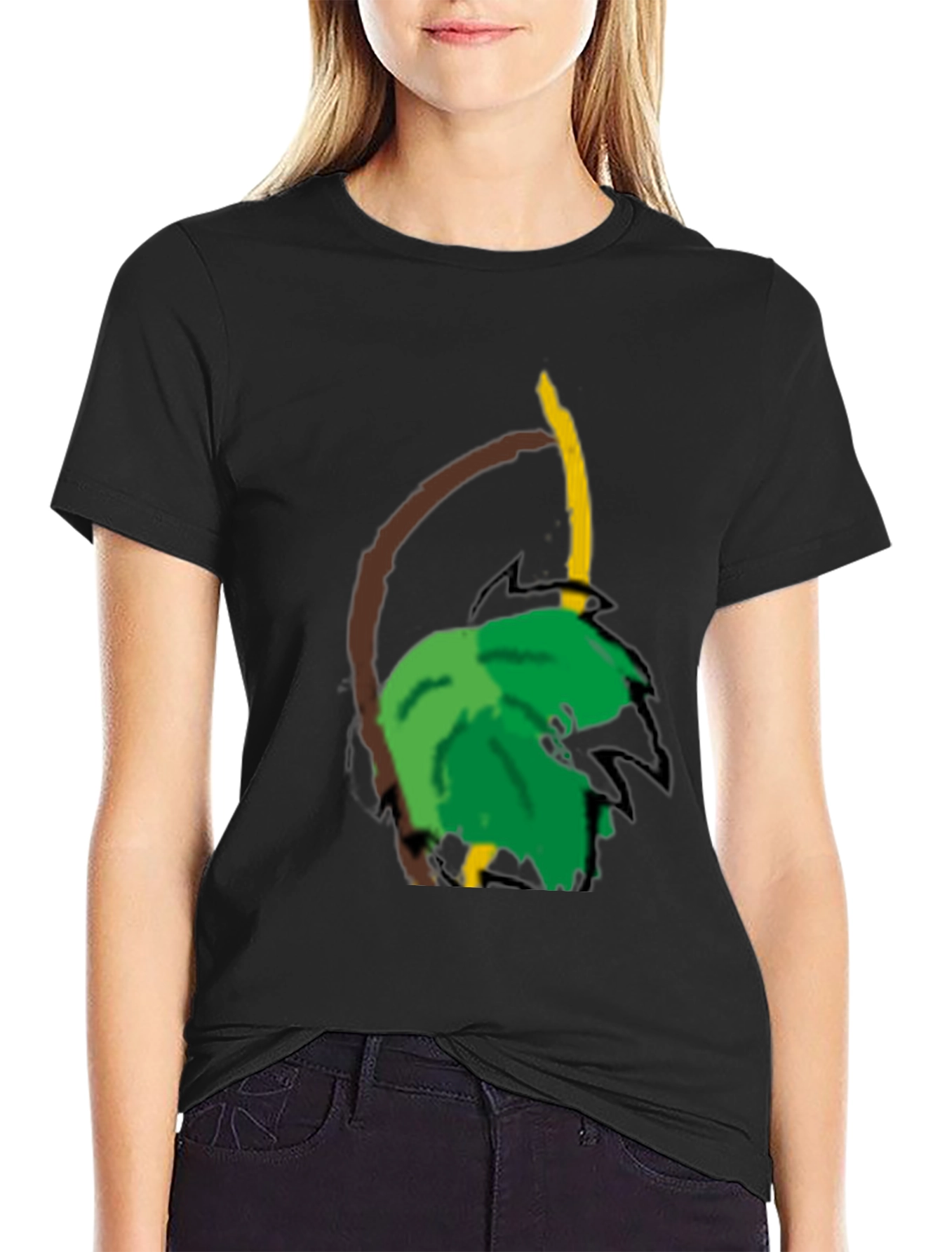 Leaf & Branch Graphic Black T-Shirt