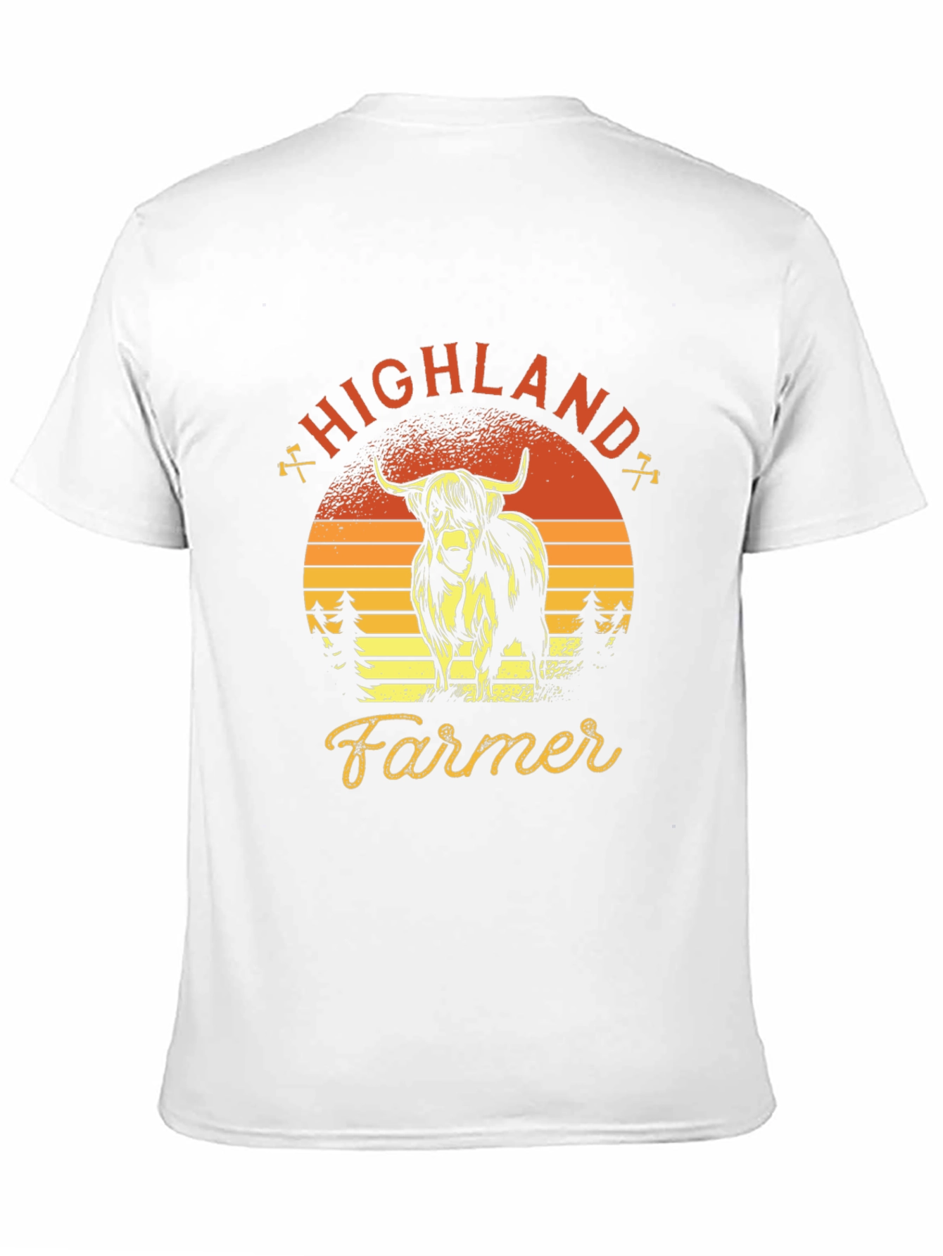 Highland Farmer Graphic Tee - Retro Sunset Design