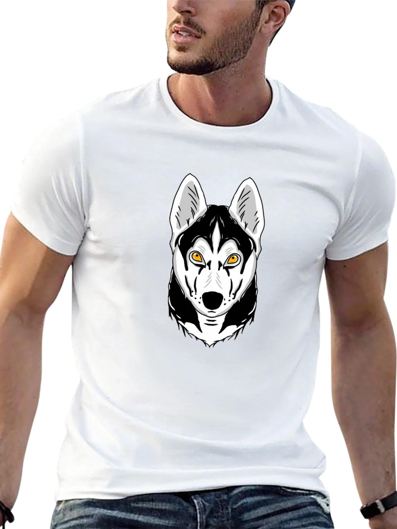 Husky Graphic Print Black T-Shirt