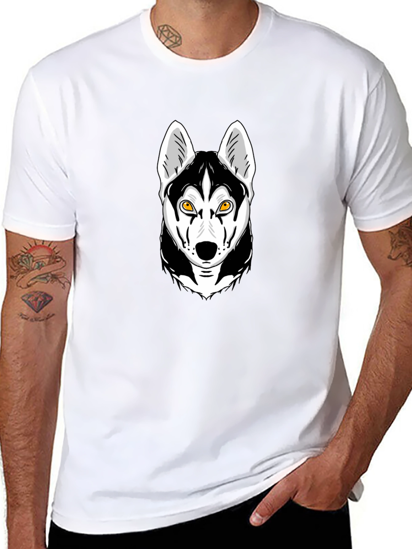 Husky Graphic Print Black T-Shirt