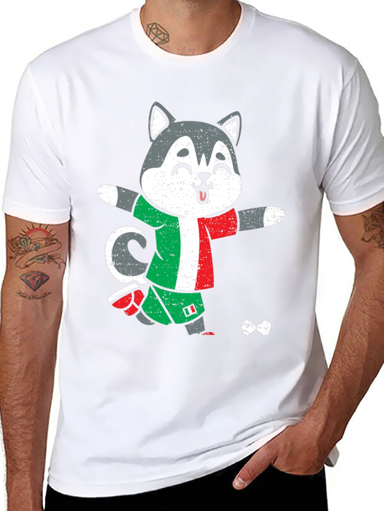 Italian Soccer Husky Graphic Tee - Black