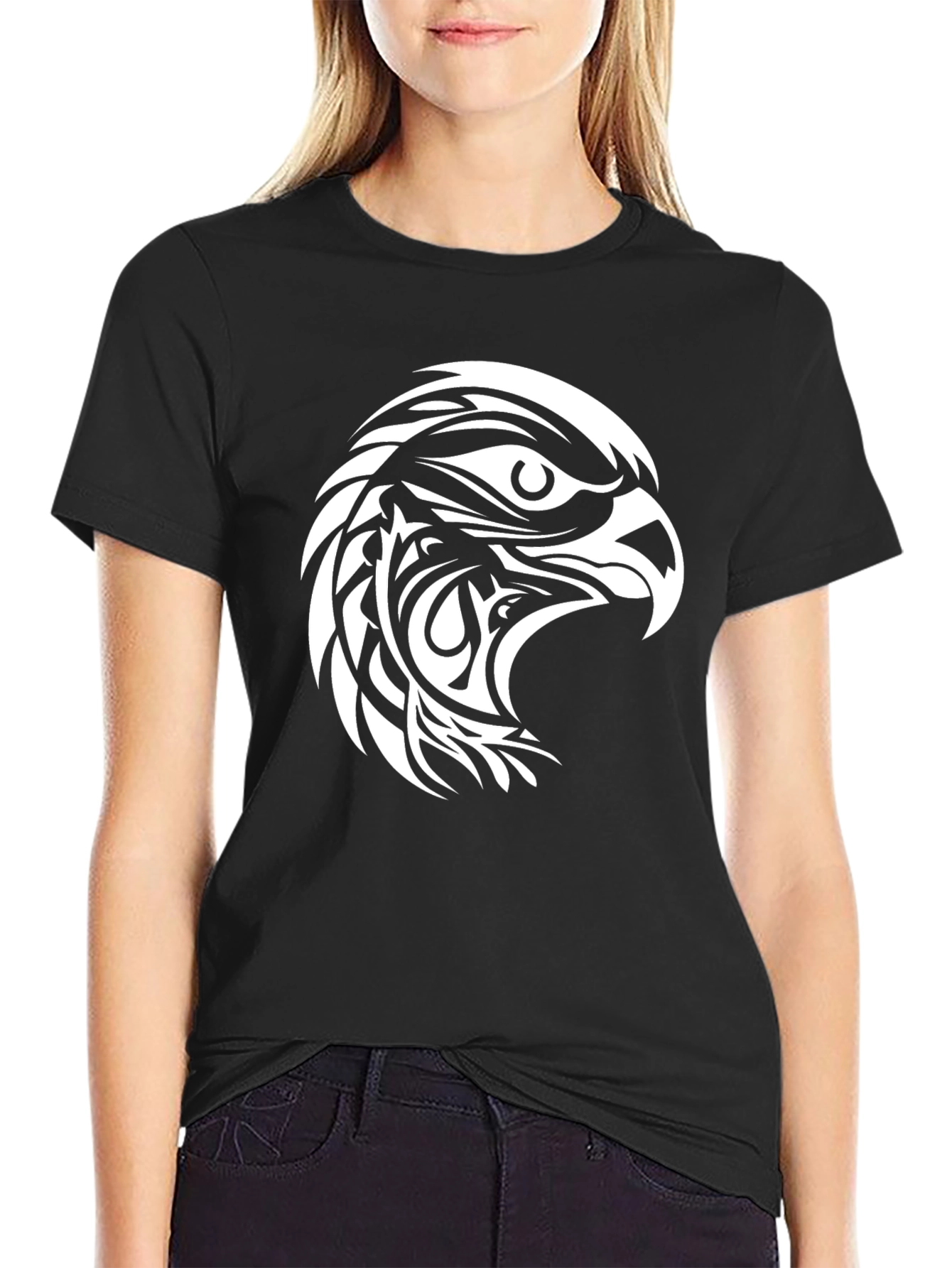 Bold Eagle Graphic Tee - Black Cotton