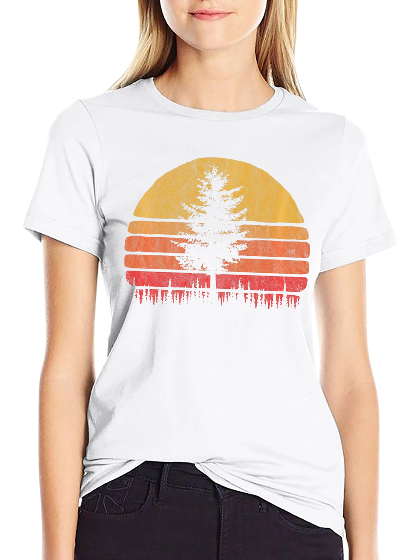Retro Sunset Tree Graphic Tee - Nature Lovers T-Shirt