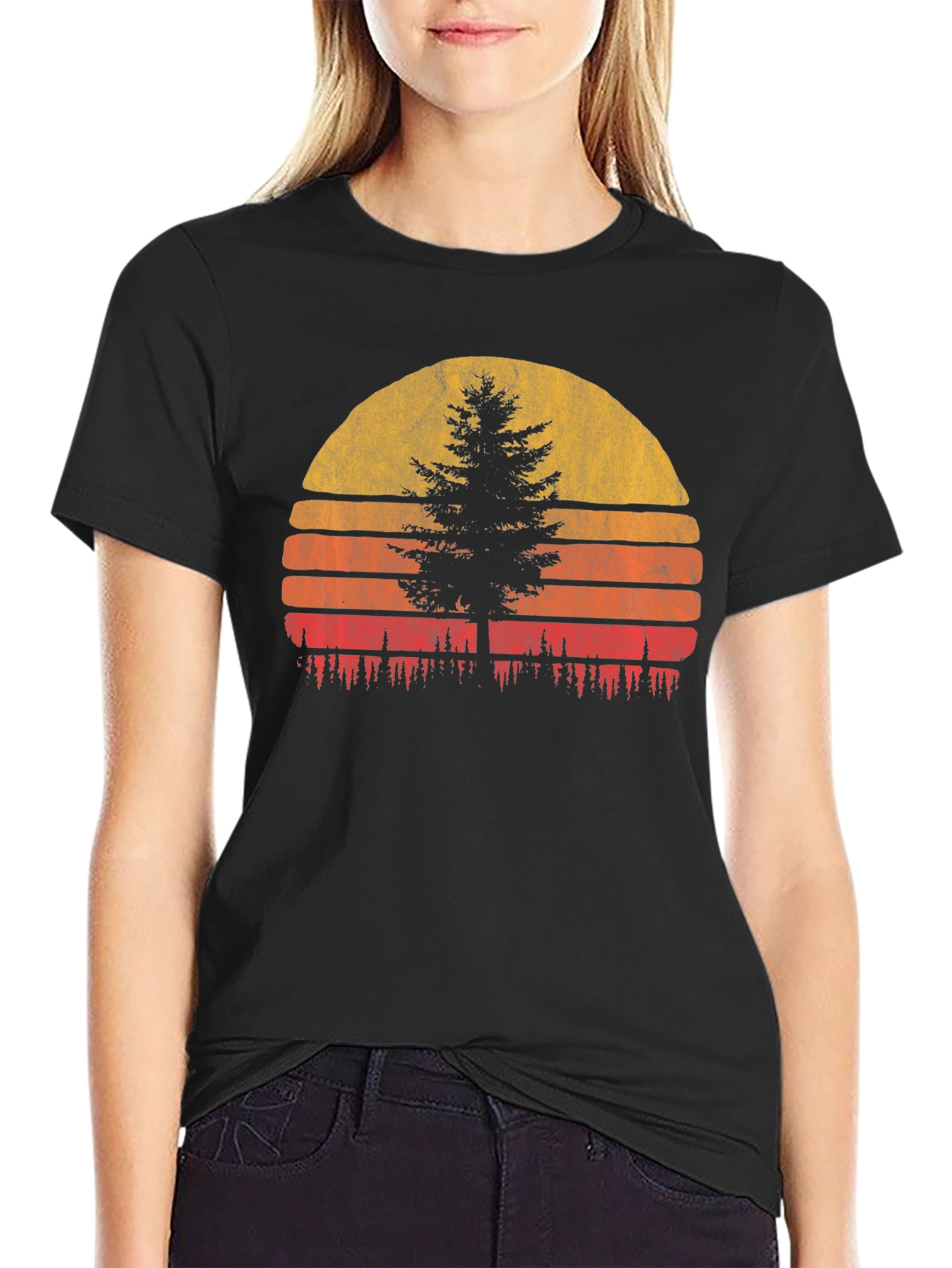 Retro Sunset Tree Graphic Tee - Nature Lovers T-Shirt
