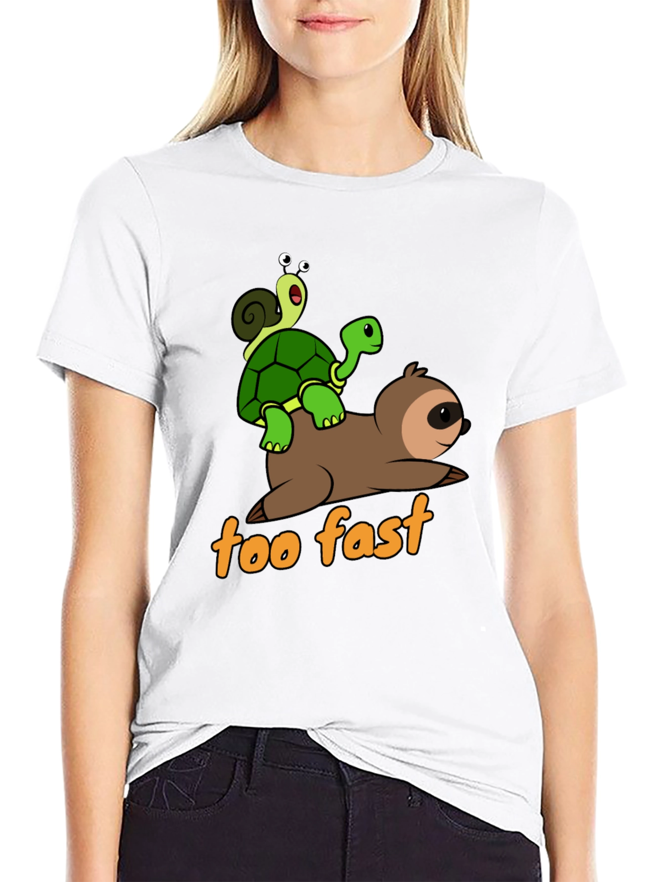 Funny Sloth Turtle and Snail Graphic T-Shirt