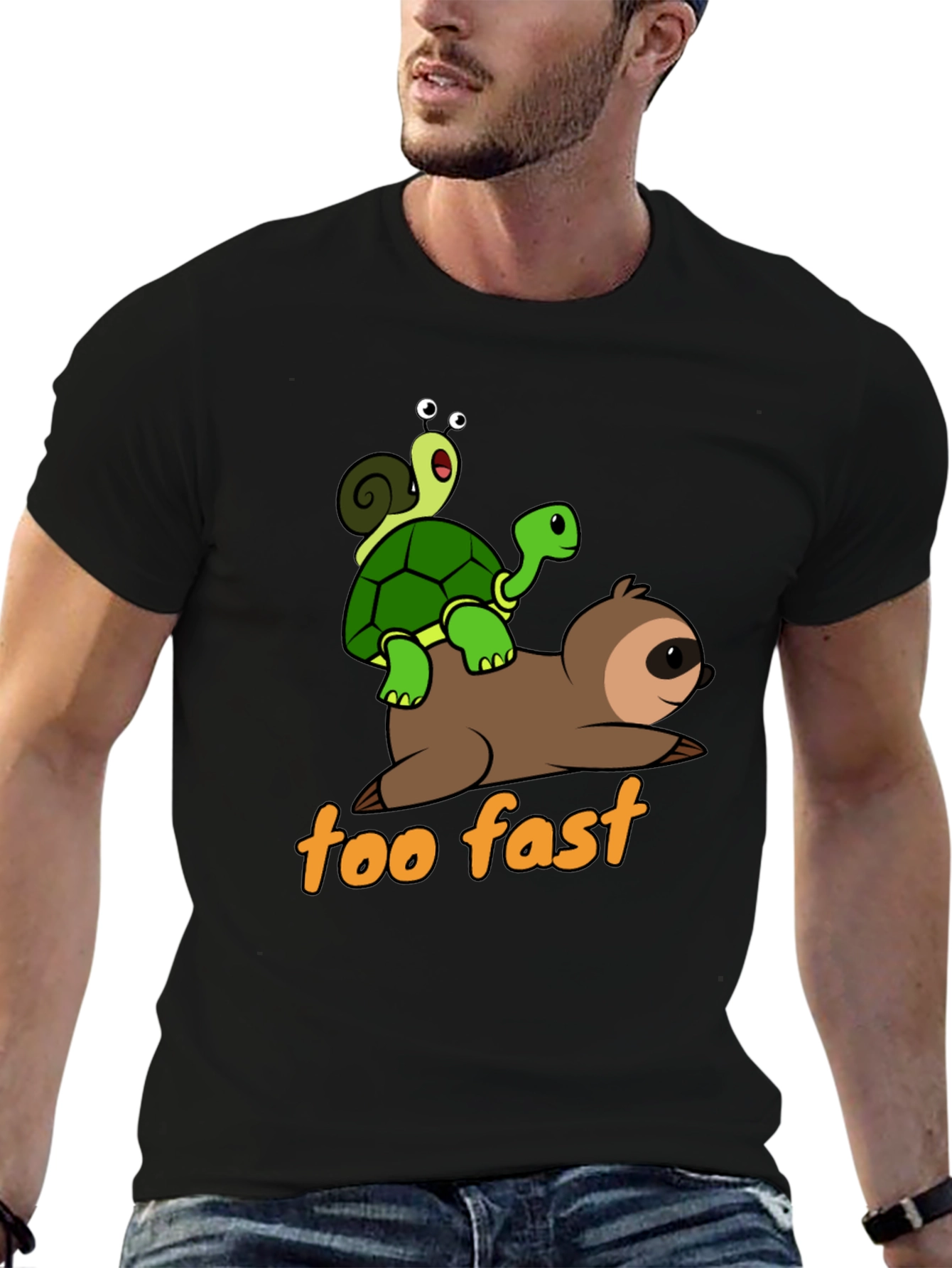 Funny Sloth Turtle and Snail Graphic T-Shirt