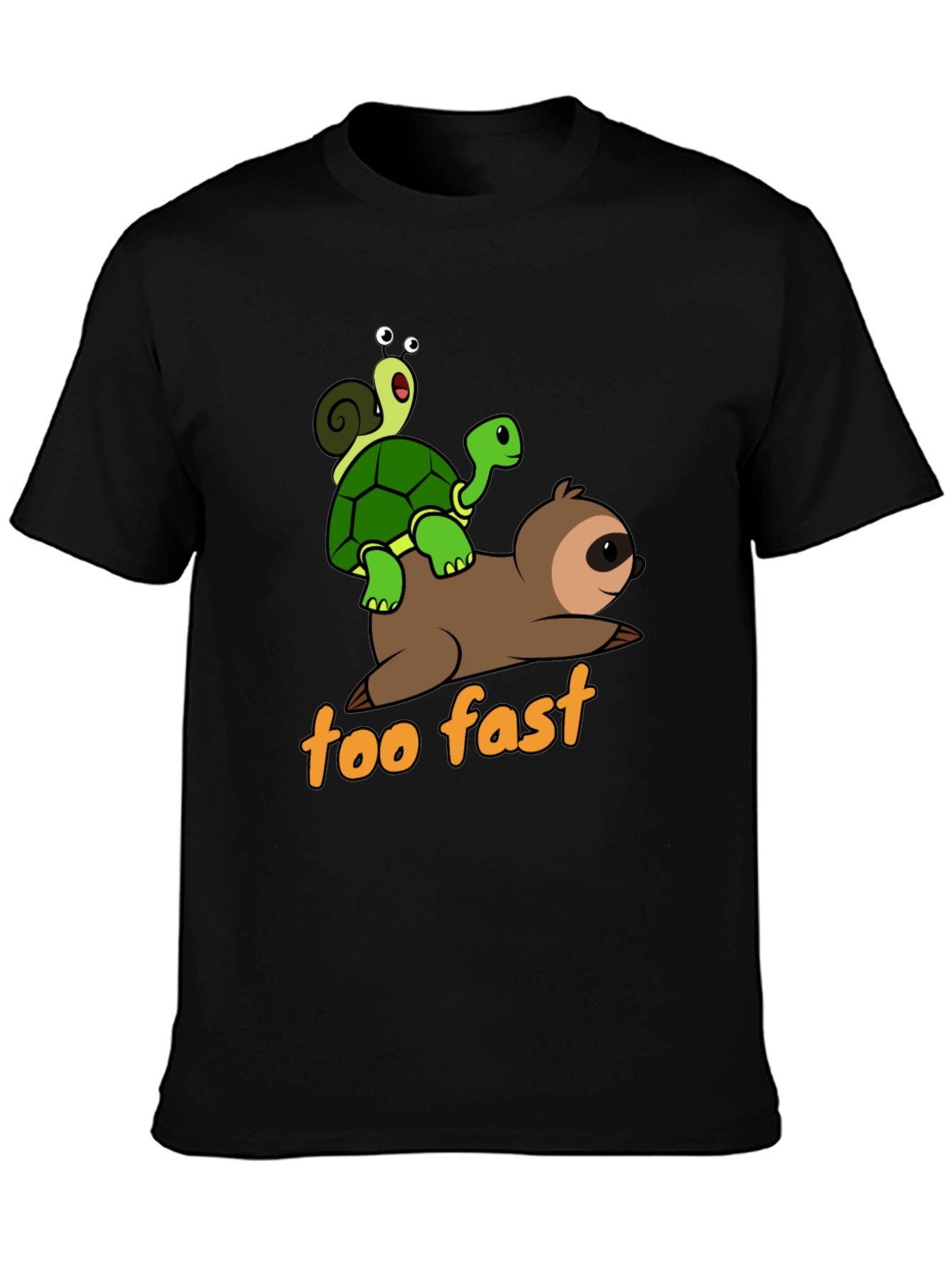 Funny Sloth Turtle and Snail Graphic T-Shirt