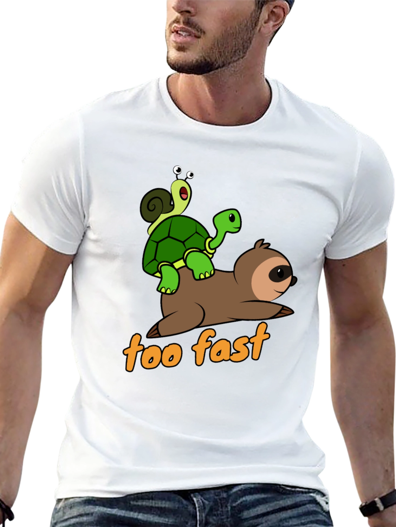 Funny Sloth Turtle and Snail Graphic T-Shirt