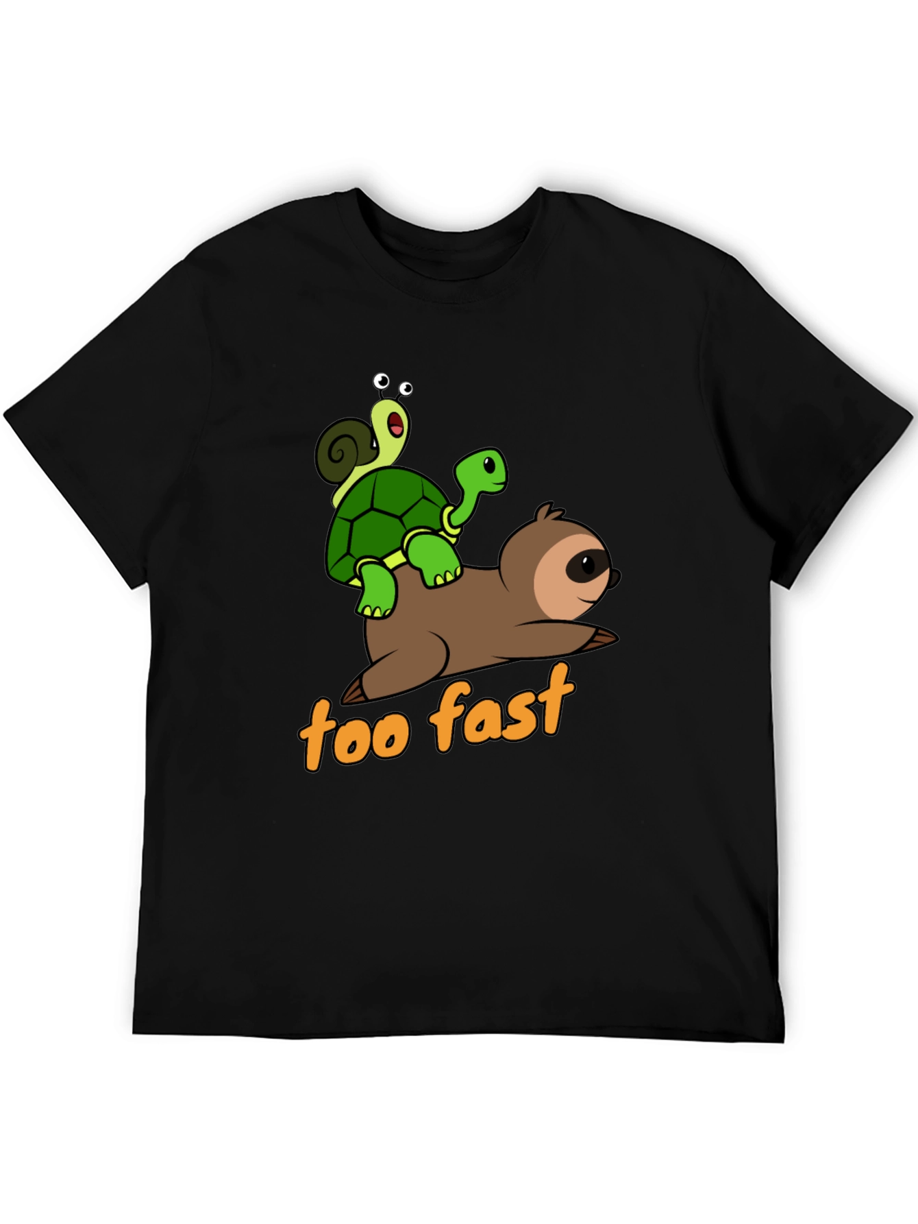Funny Sloth Turtle and Snail Graphic T-Shirt