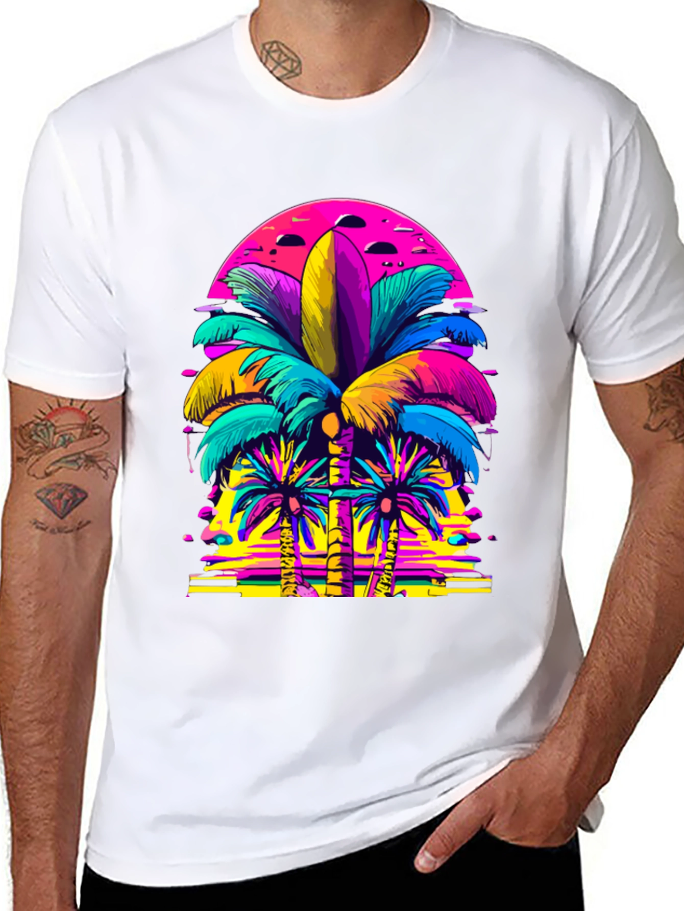 Vibrant Palm Tree Graphic T-Shirt