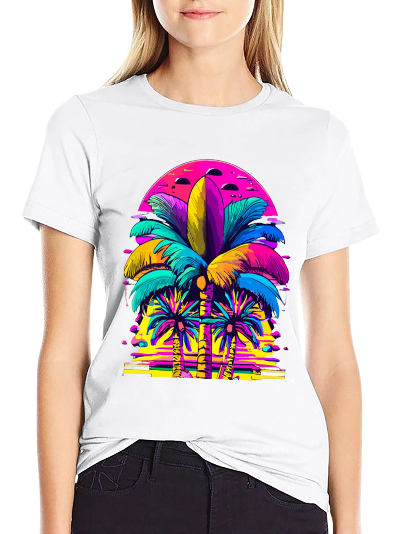 Vibrant Palm Tree Graphic T-Shirt