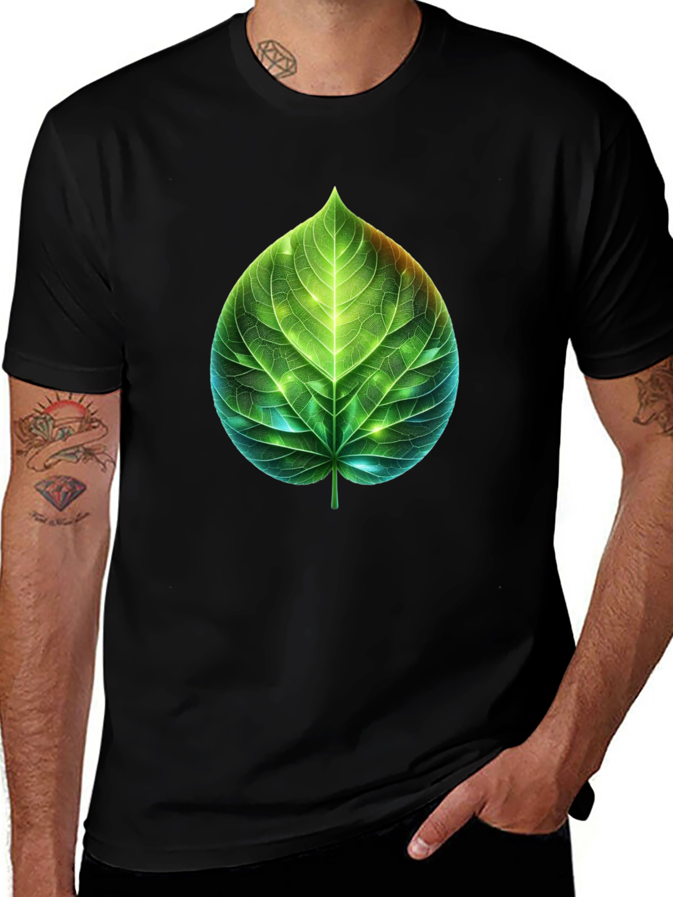 Leaf Design Graphic Tee - Nature Inspired T-Shirt