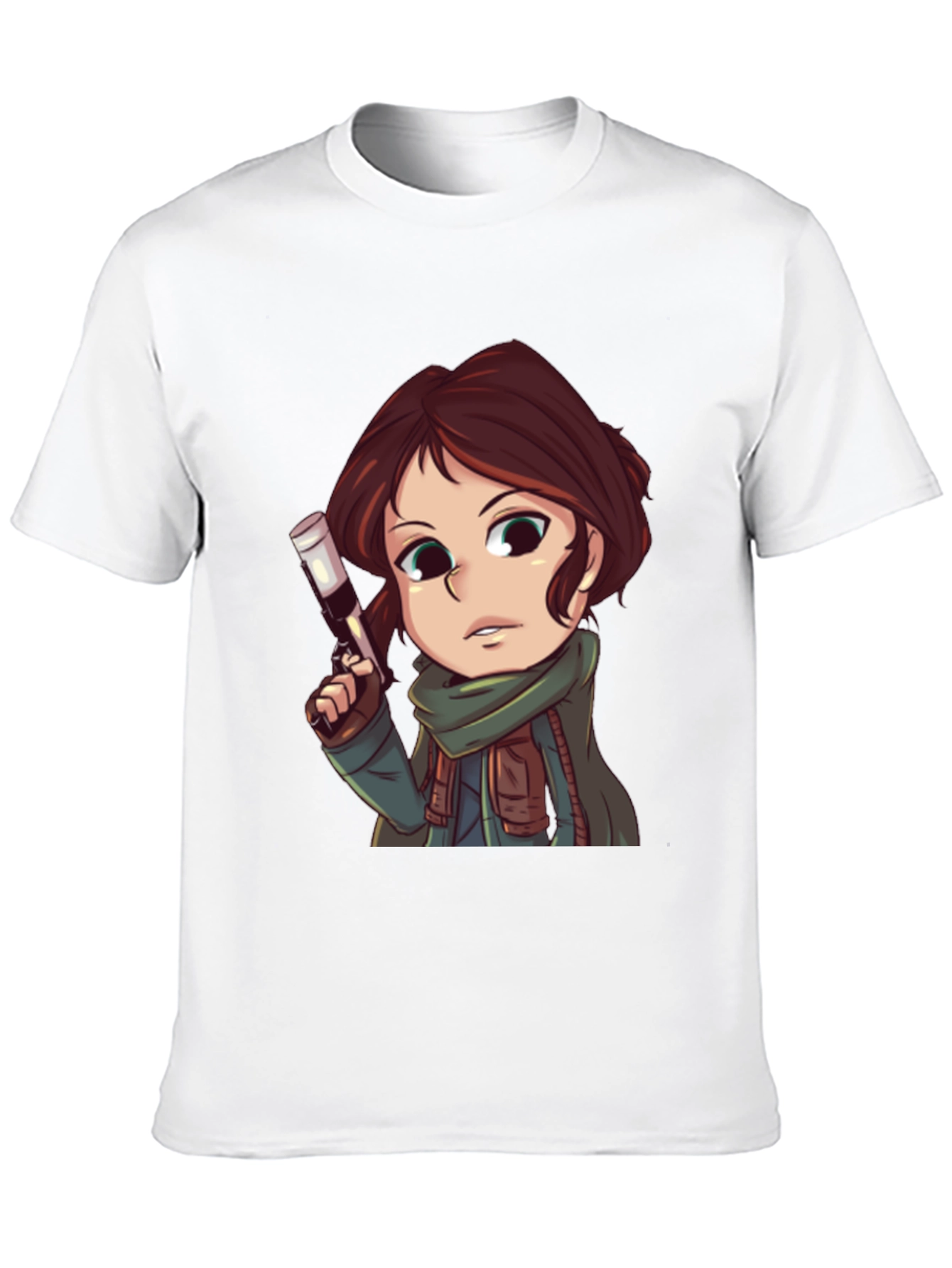 Cartoon Girl with Gun Graphic T-Shirt