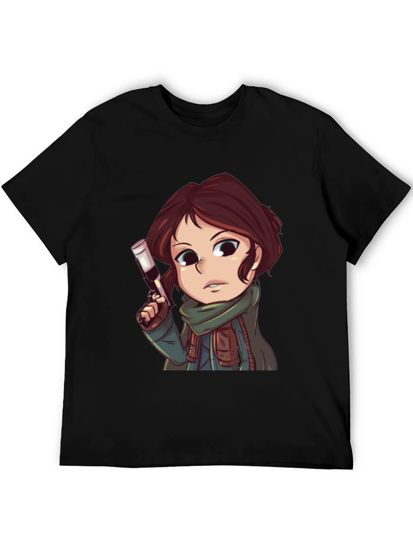 Cartoon Girl with Gun Graphic T-Shirt