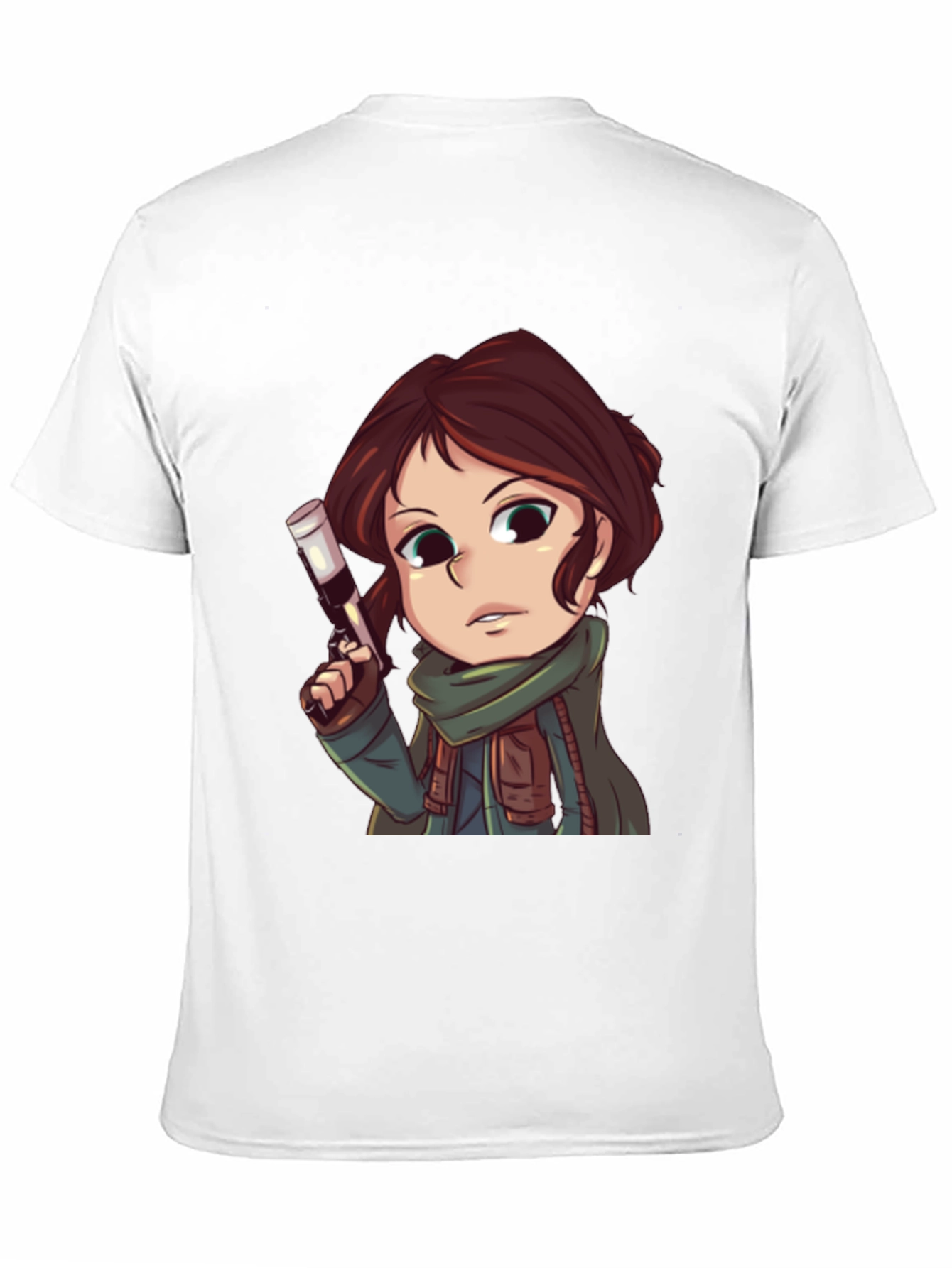 Cartoon Girl with Gun Graphic T-Shirt