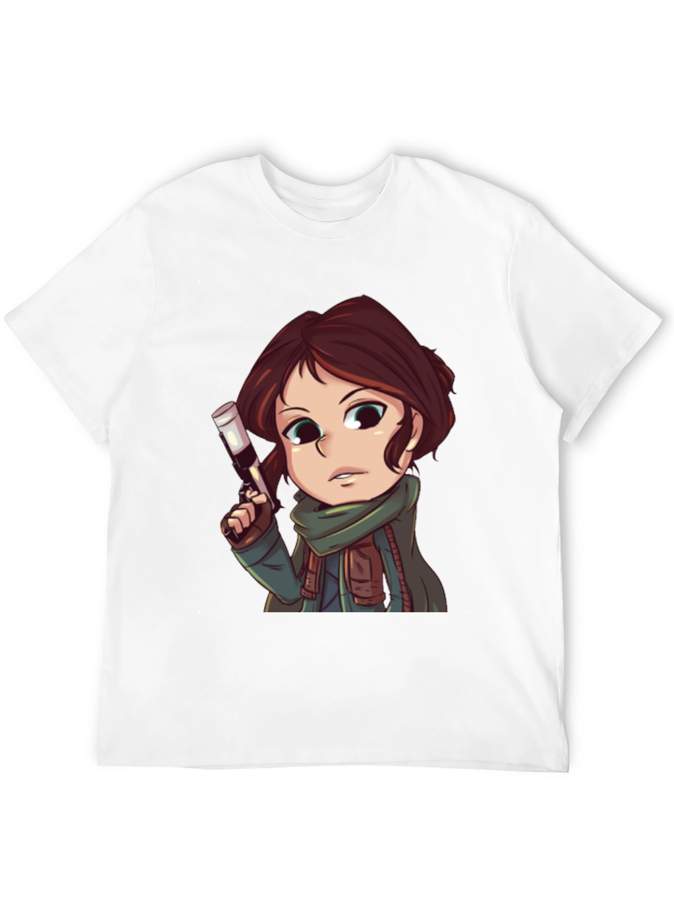 Cartoon Girl with Gun Graphic T-Shirt