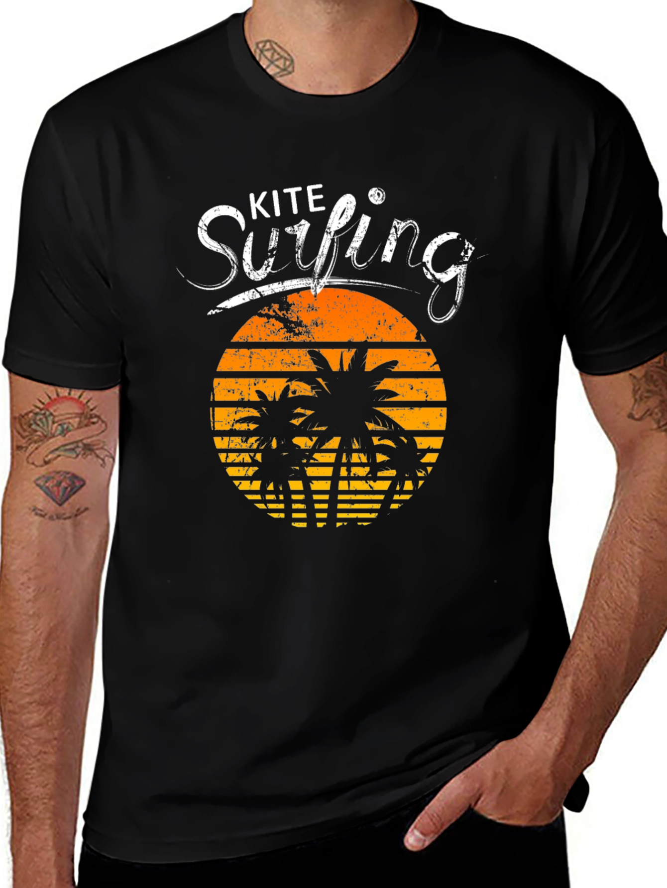Kite Surfing Black Graphic Tee