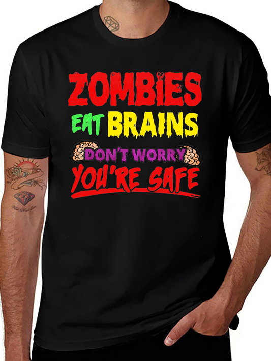 Zombies Eat Brains T-Shirt - Funny Halloween Tee