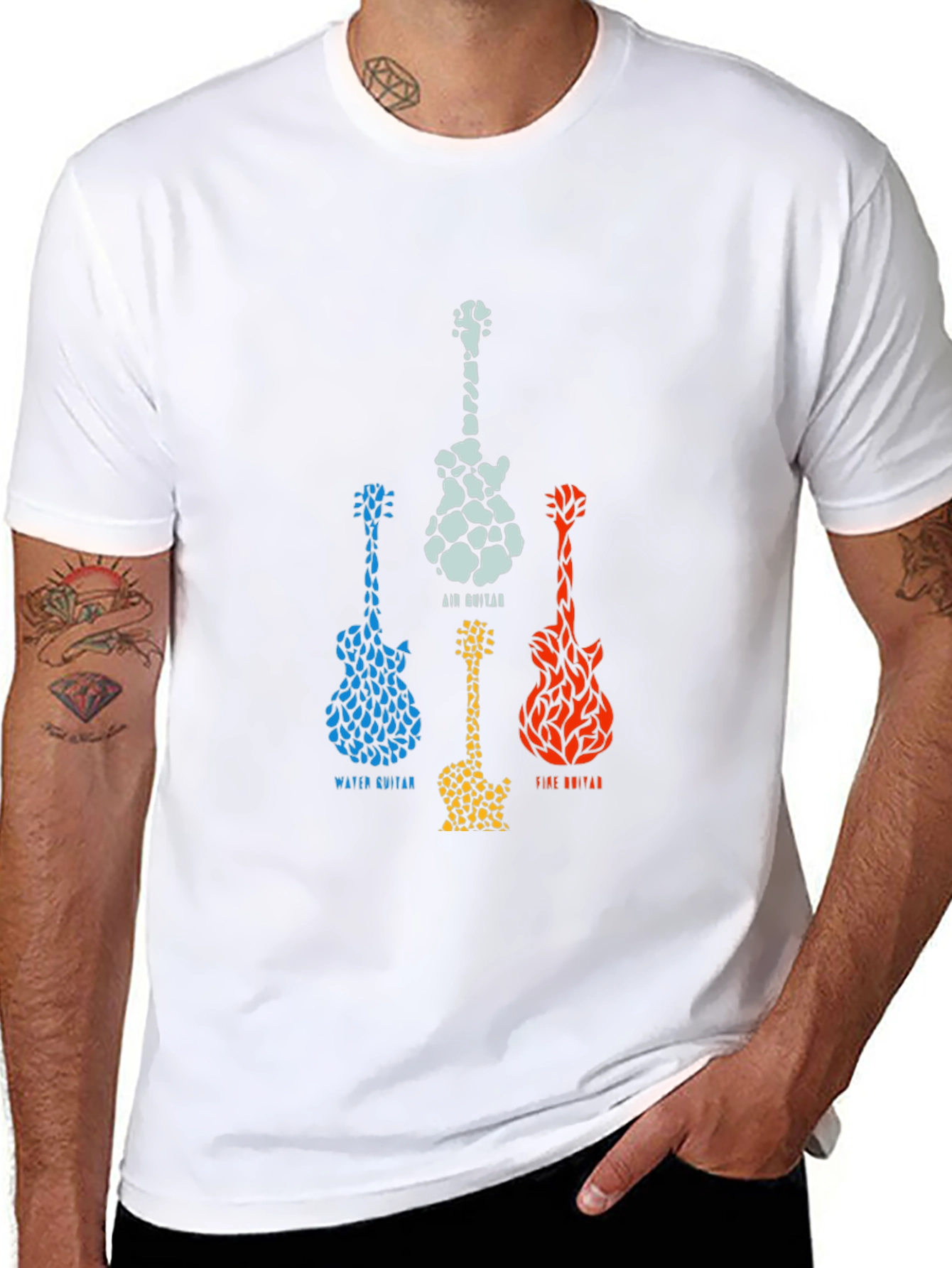 Elemental Guitar T-Shirt - Air Water Earth Fire