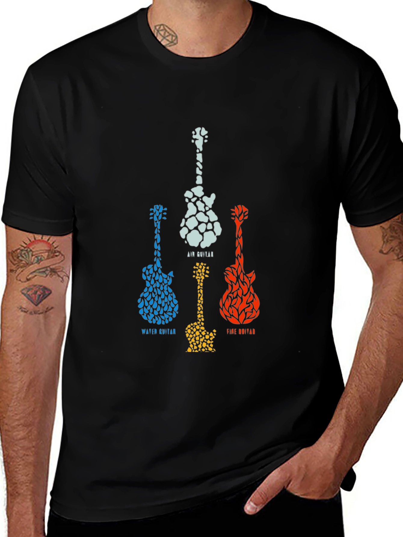 Elemental Guitar T-Shirt - Air Water Earth Fire
