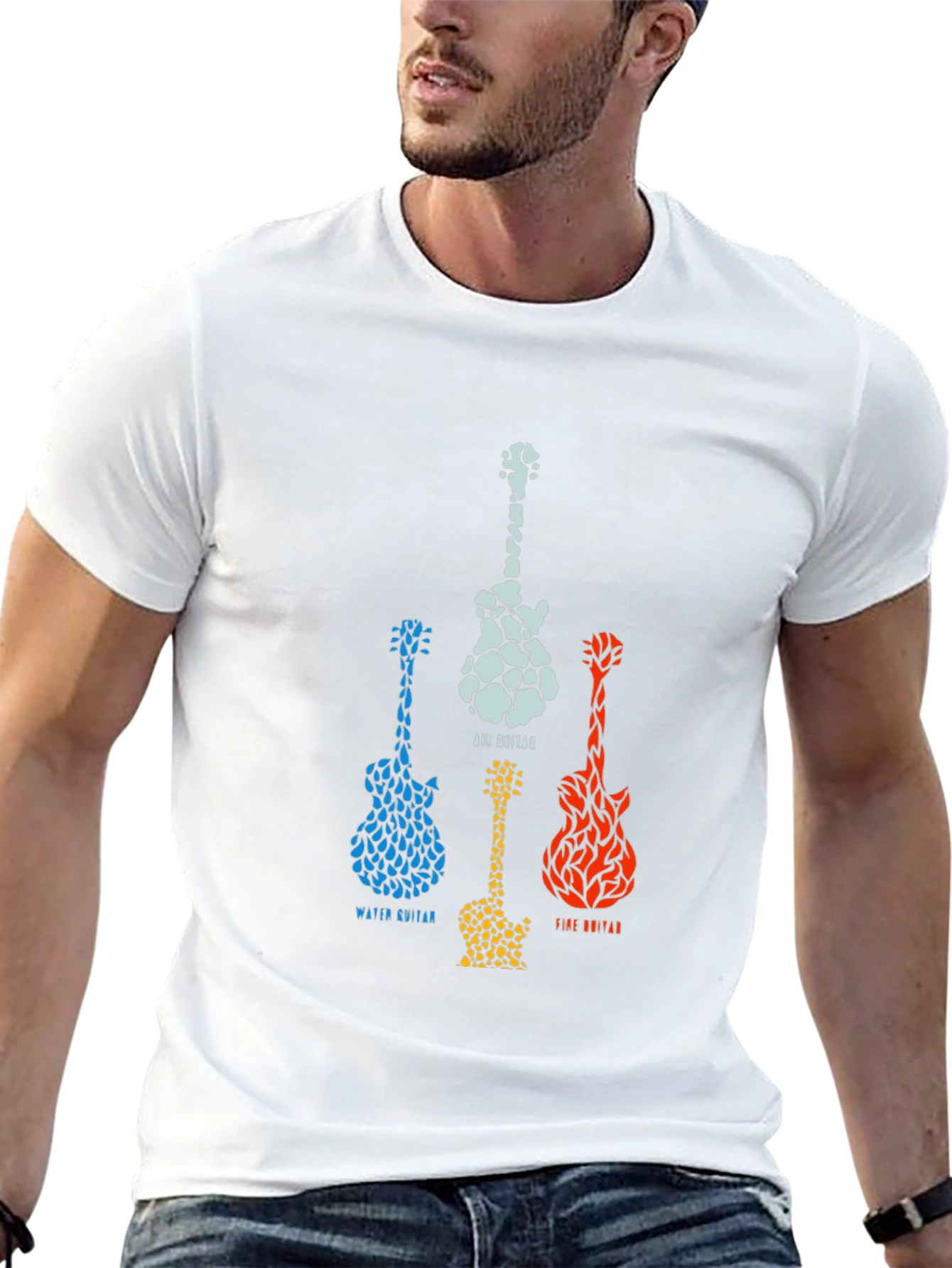 Elemental Guitar T-Shirt - Air Water Earth Fire