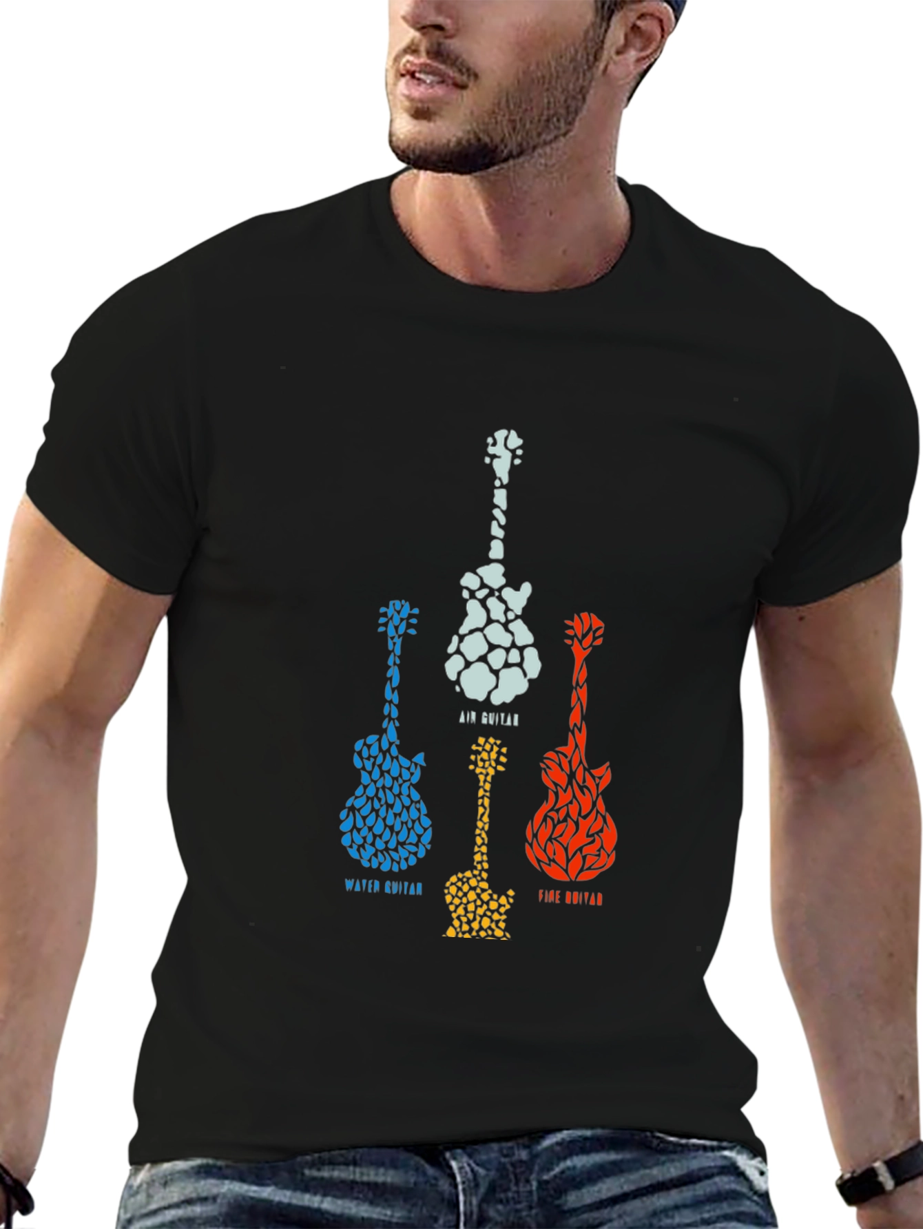 Elemental Guitar T-Shirt - Air Water Earth Fire