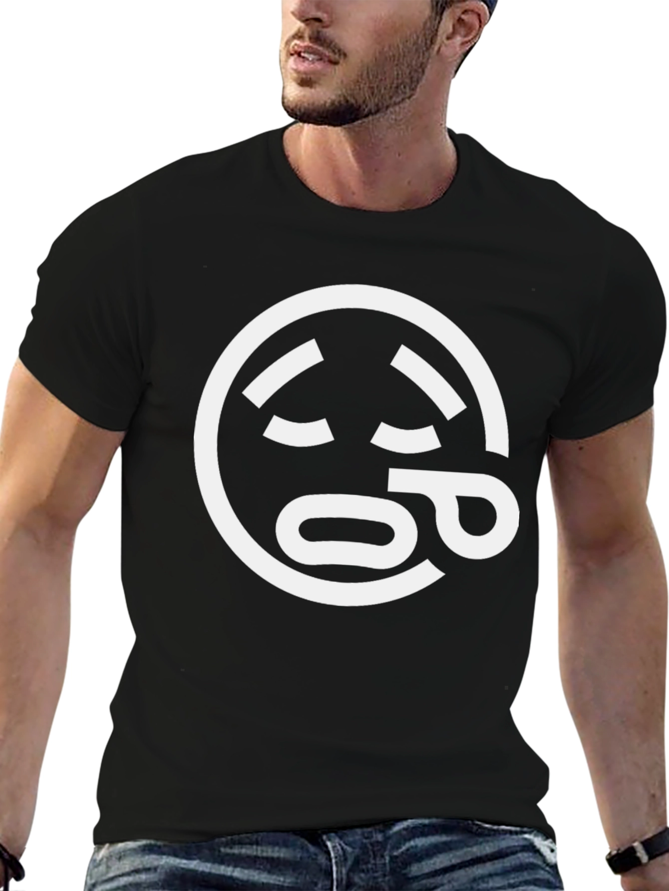 Sleepy Emoji Graphic Tee - Black