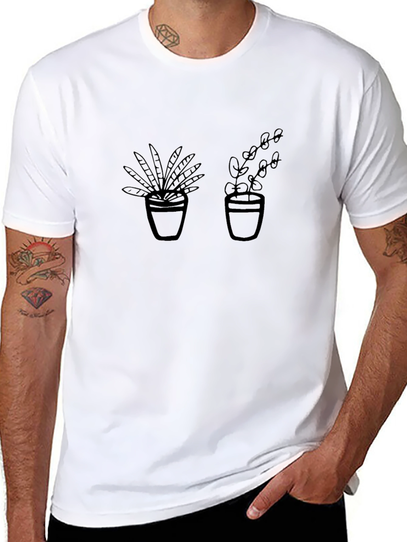 Potted Plants Graphic Tee - Black