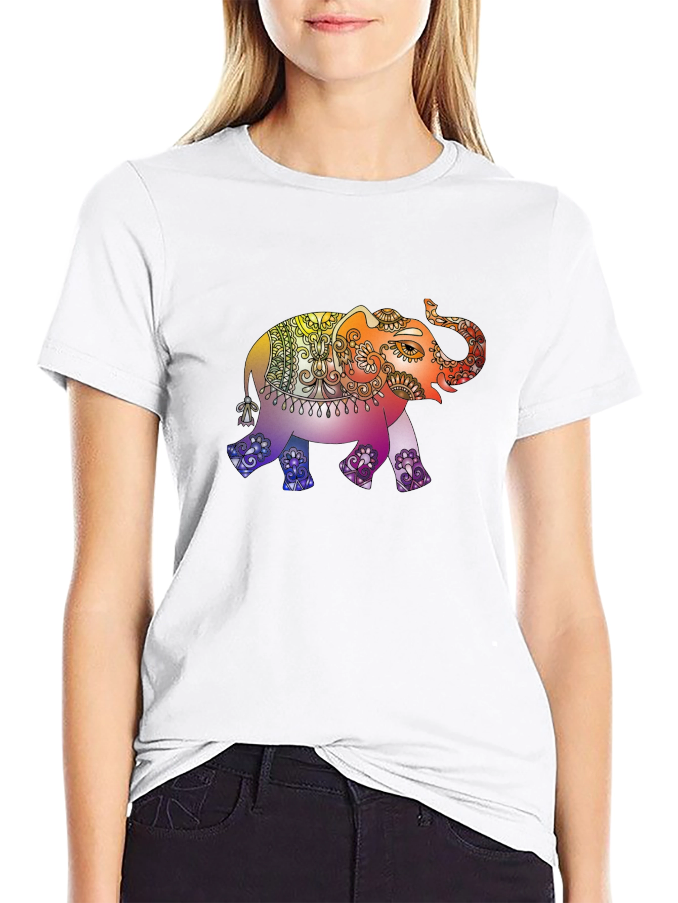 Elephant Mandala Graphic Tee - Mens Black T-Shirt