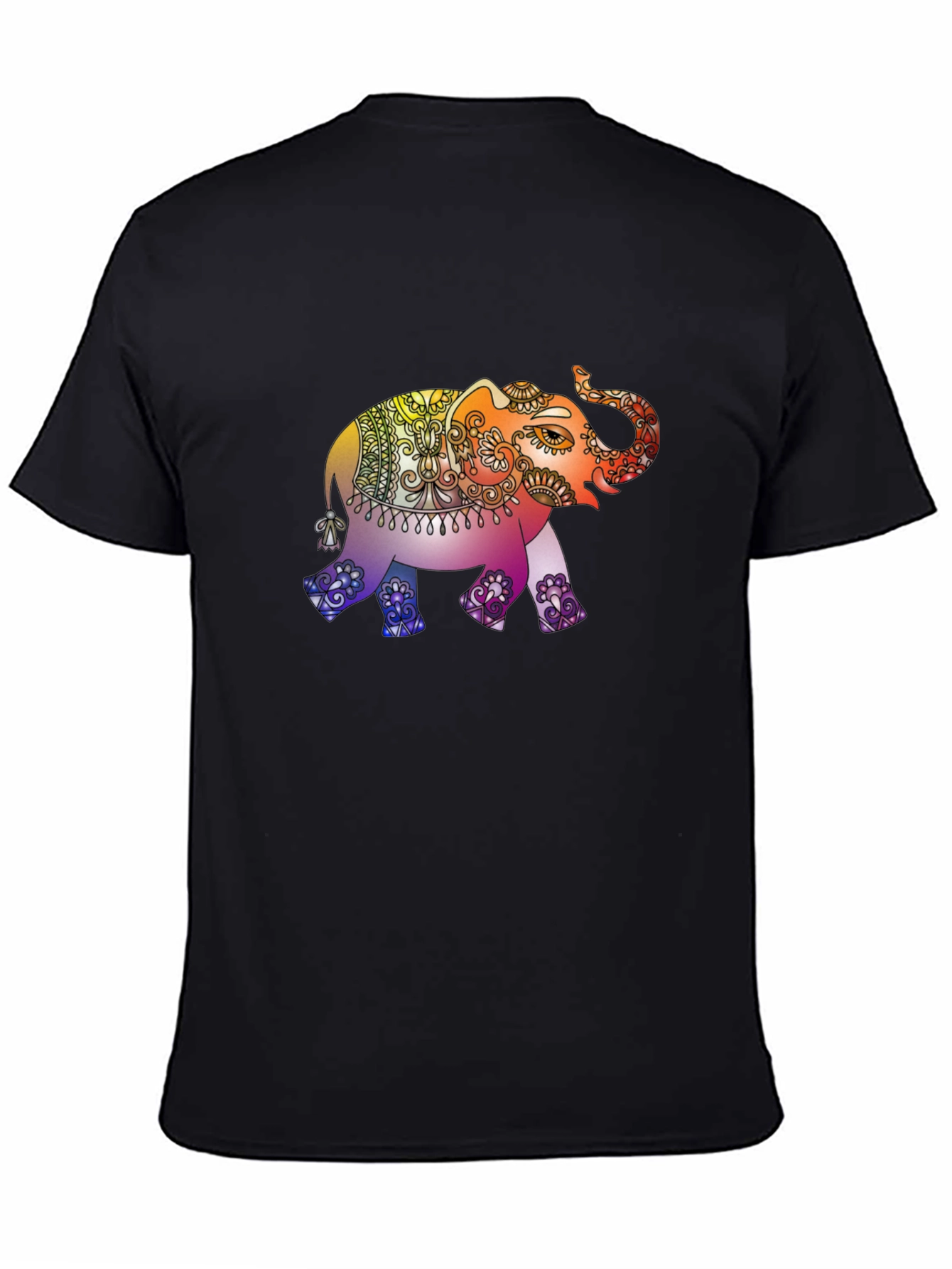 Elephant Mandala Graphic Tee - Mens Black T-Shirt