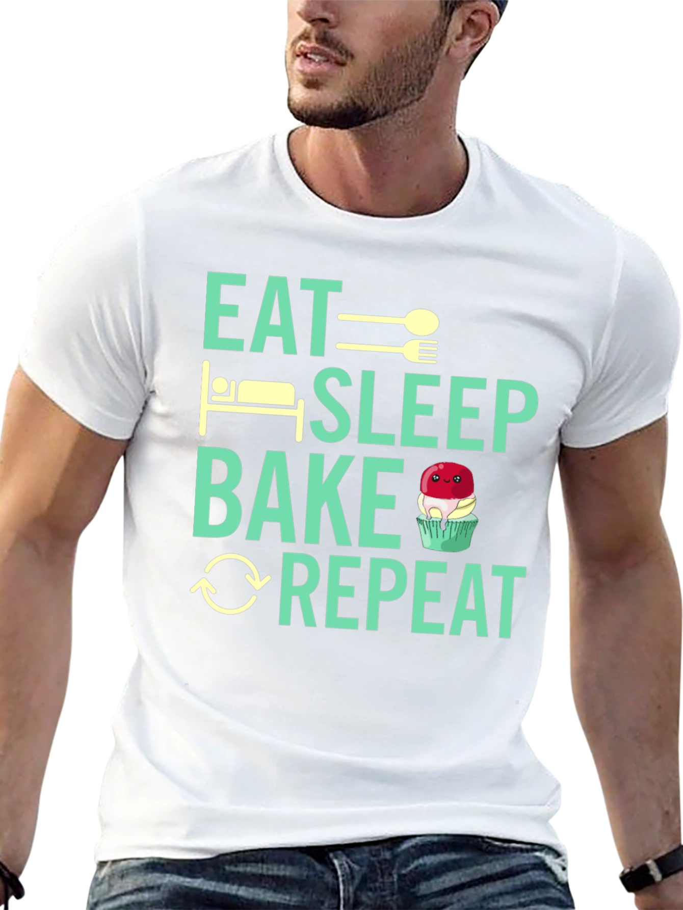 Eat Sleep Bake Repeat Graphic Tee