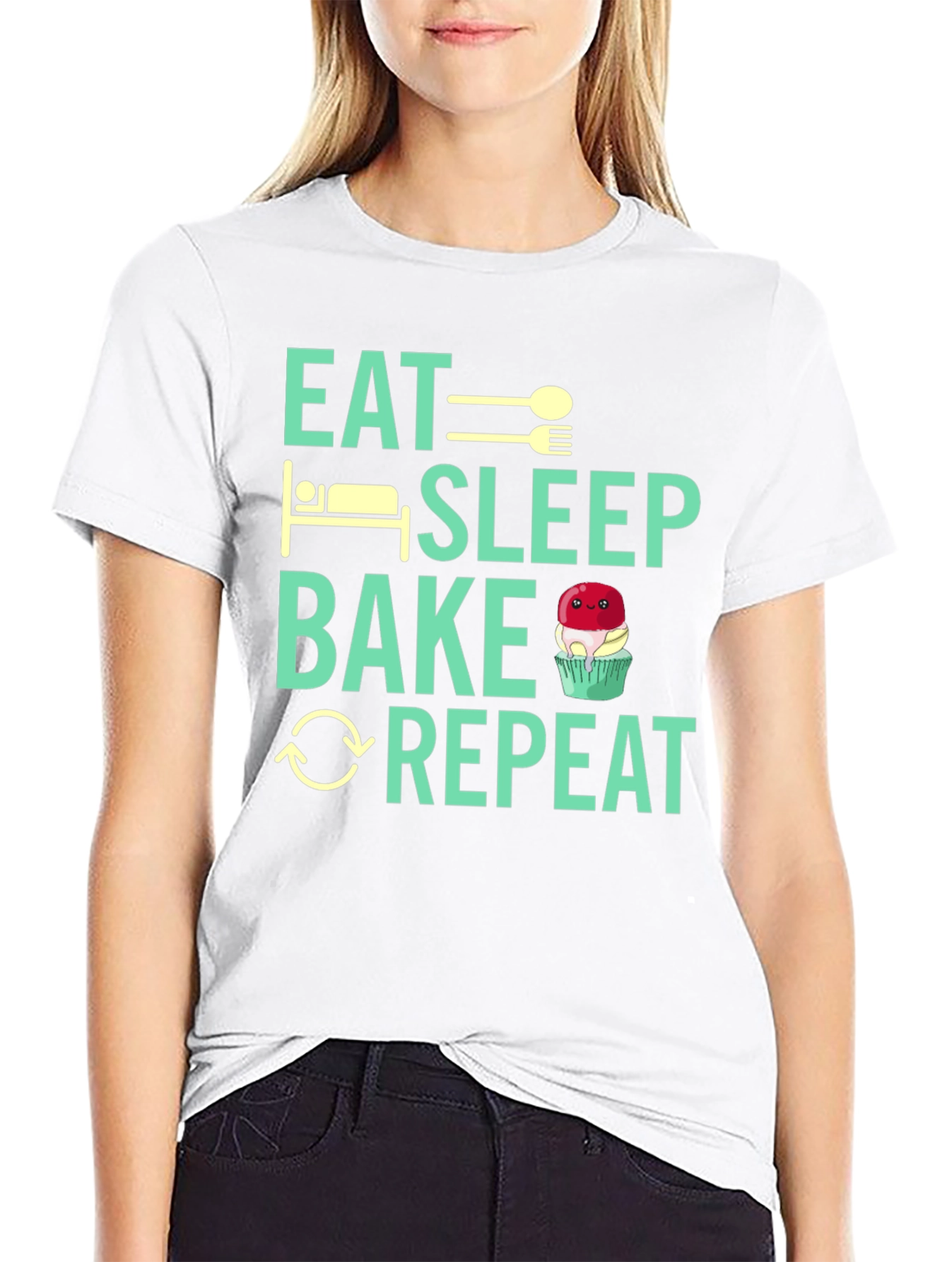 Eat Sleep Bake Repeat Graphic Tee