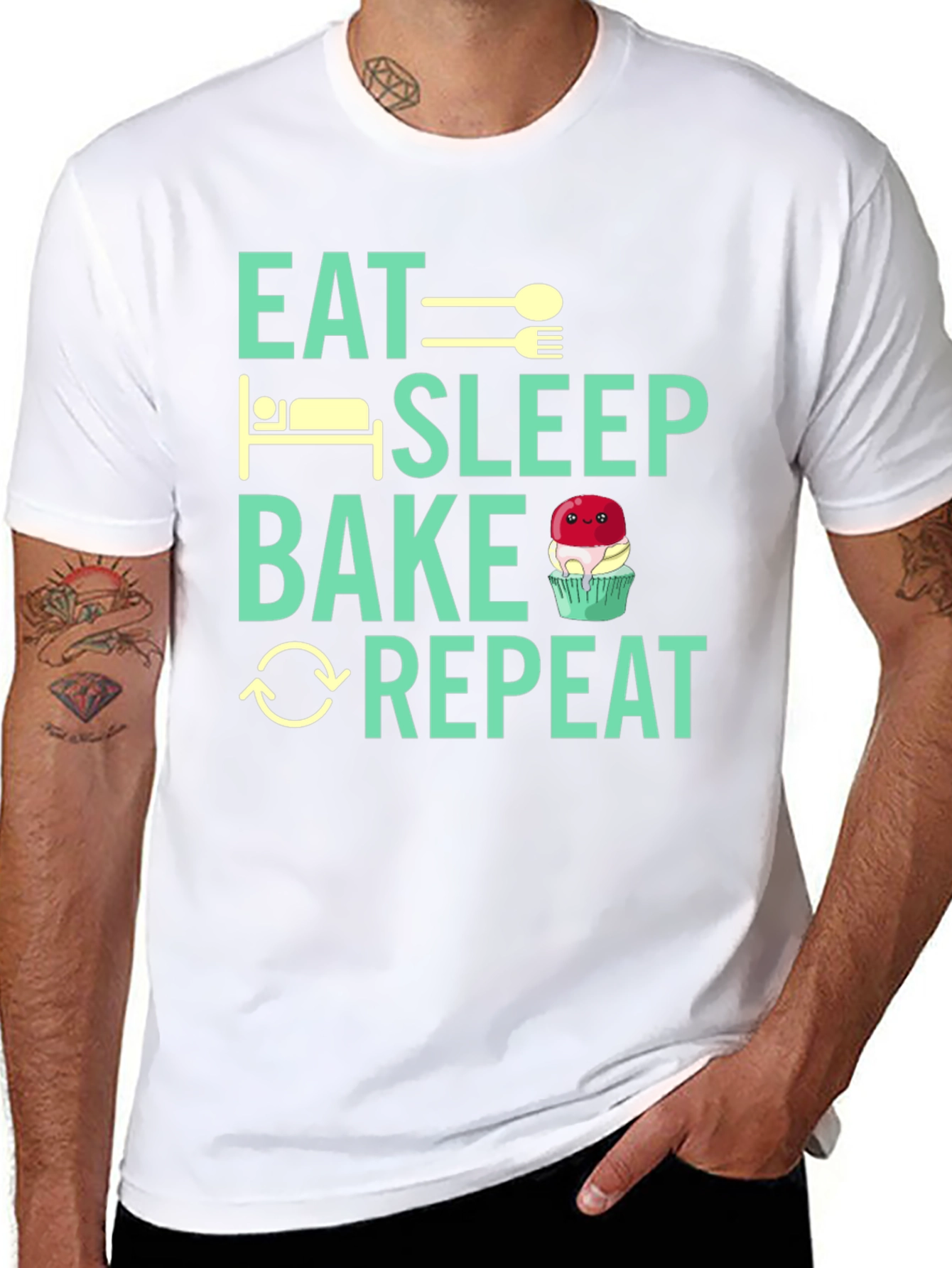 Eat Sleep Bake Repeat Graphic Tee