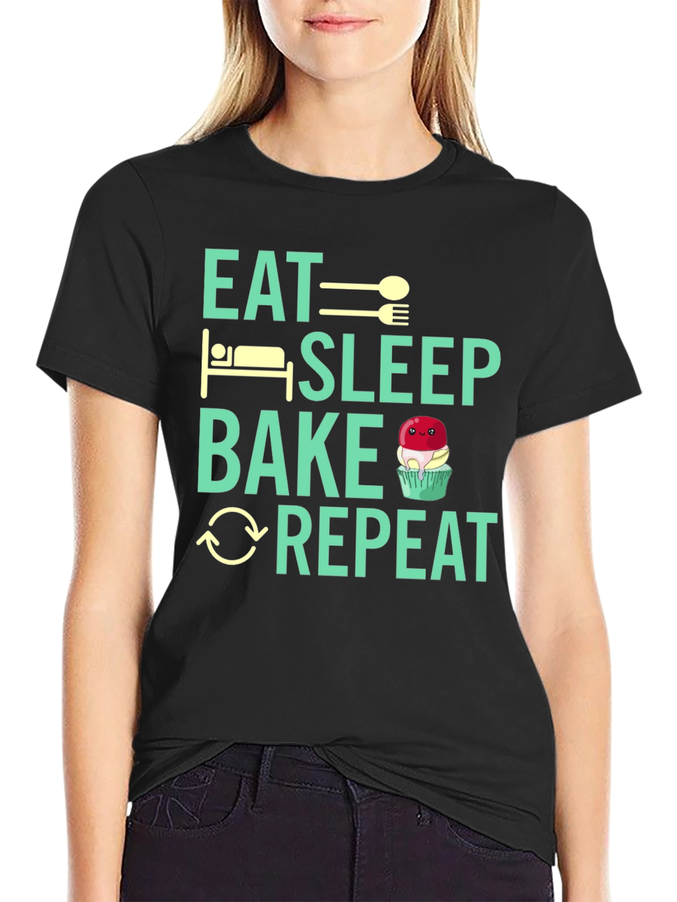 Eat Sleep Bake Repeat Graphic Tee