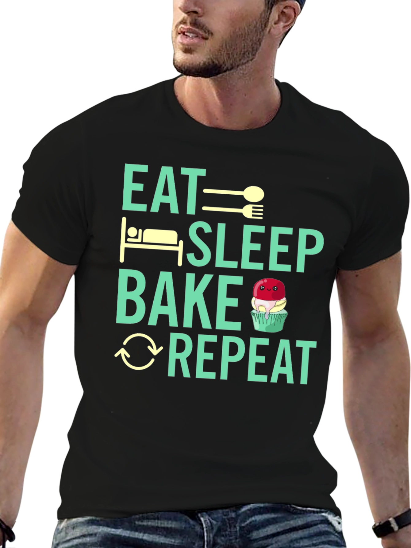 Eat Sleep Bake Repeat Graphic Tee