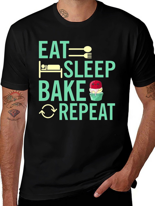 Eat Sleep Bake Repeat Graphic Tee