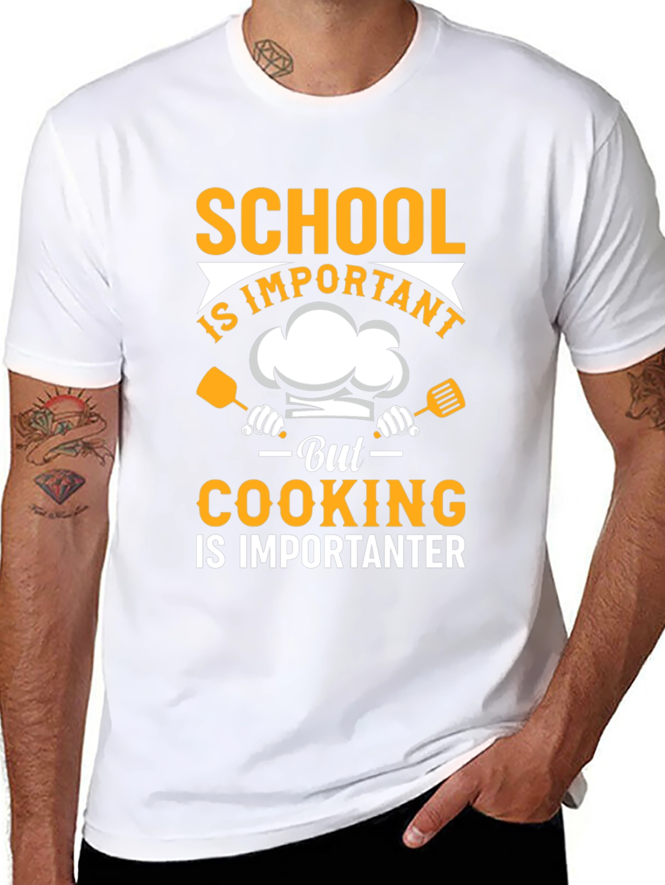 School vs Cooking T-Shirt - Funny Chef Gift