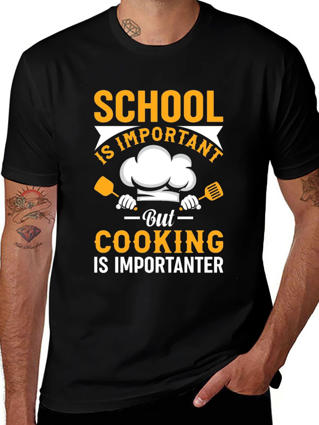 School vs Cooking T-Shirt - Funny Chef Gift