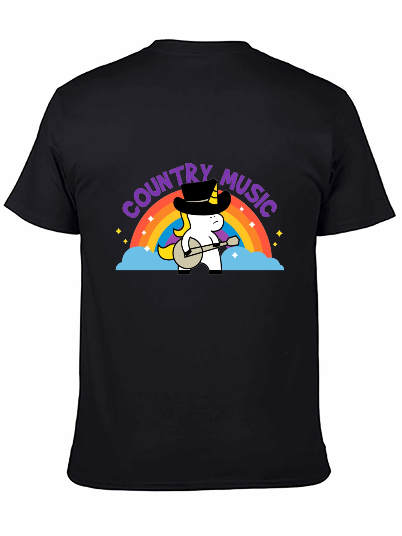 Country Music Unicorn Black T-Shirt
