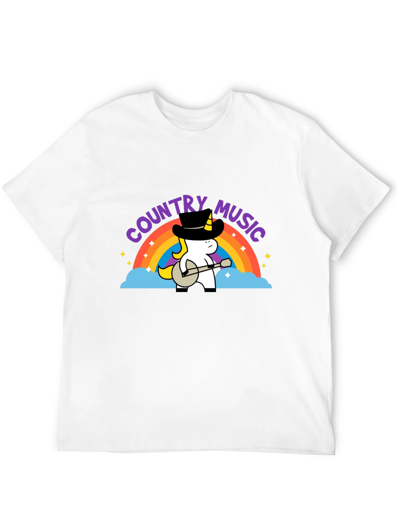Country Music Unicorn Black T-Shirt