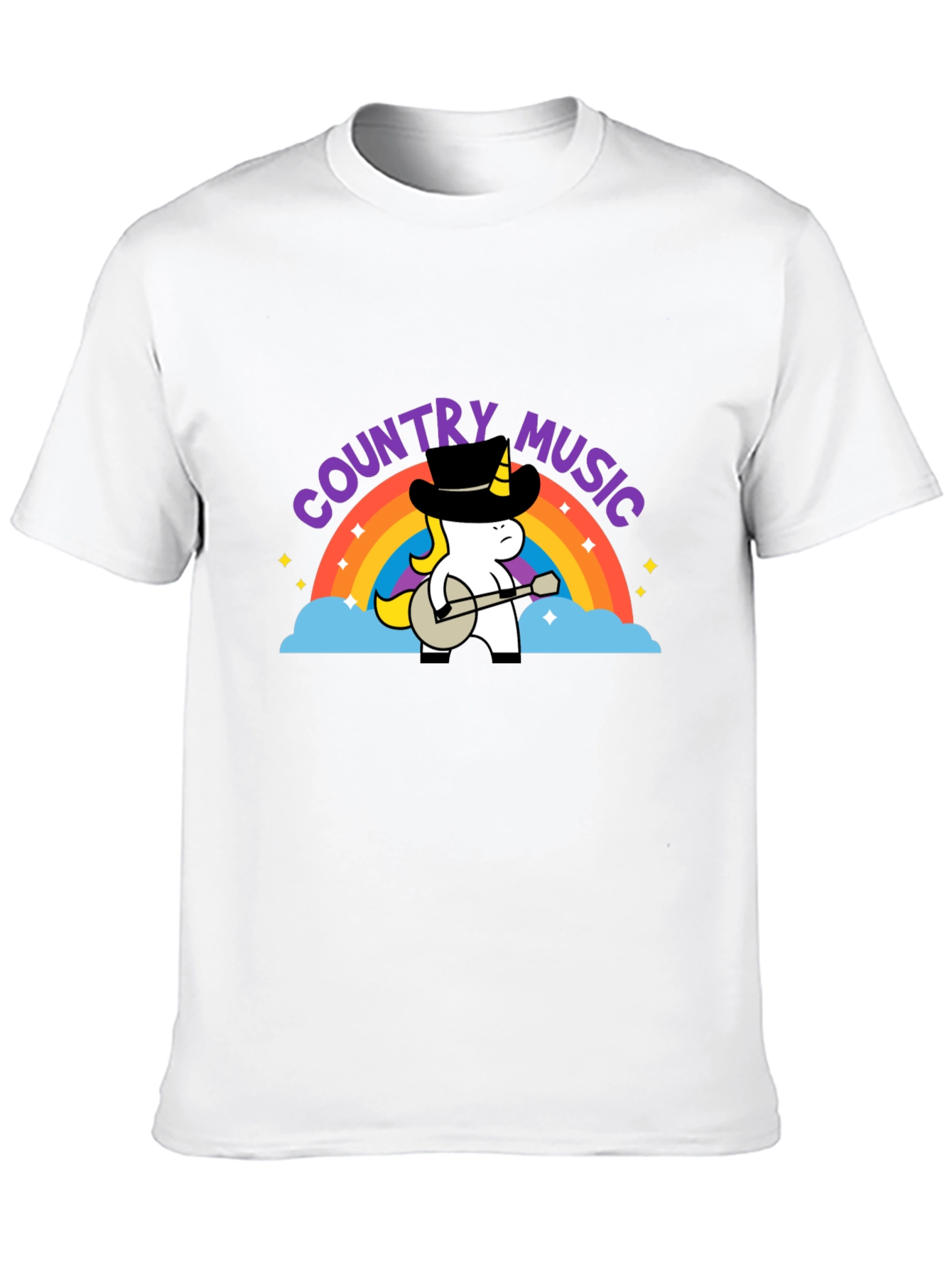 Country Music Unicorn Black T-Shirt