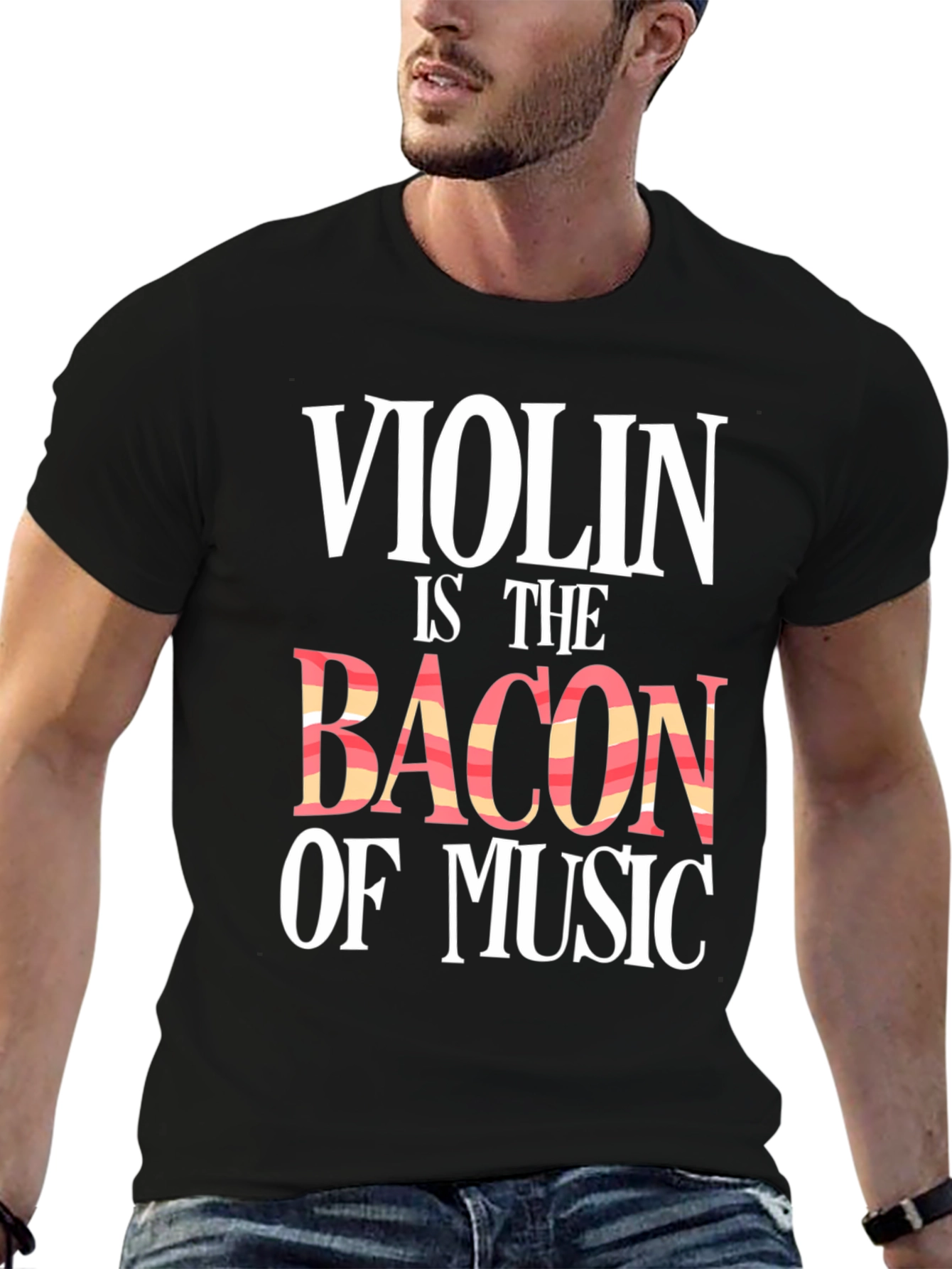 Violin is The Bacon of Music Black Graphic Tee