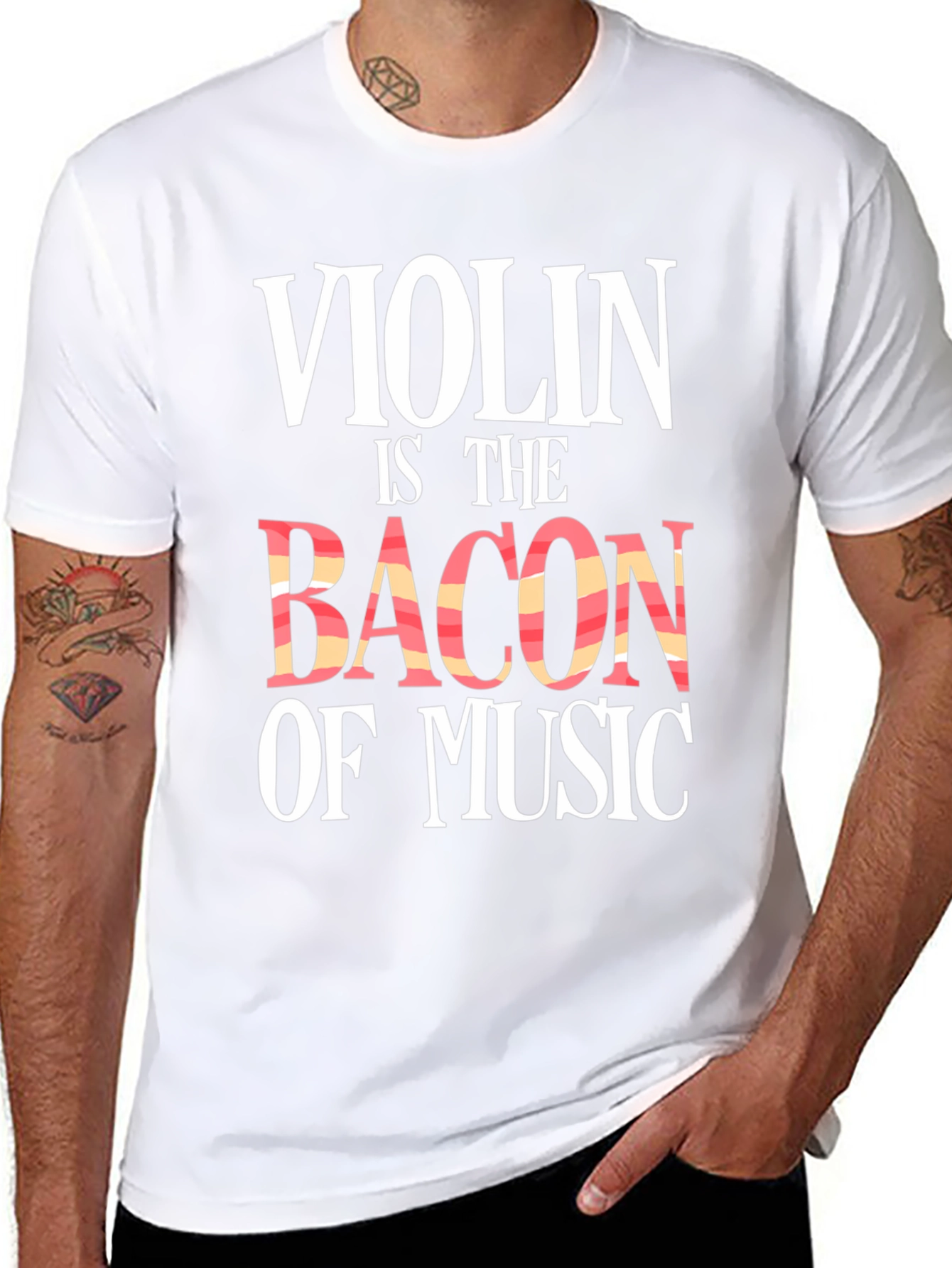 Violin is The Bacon of Music Black Graphic Tee