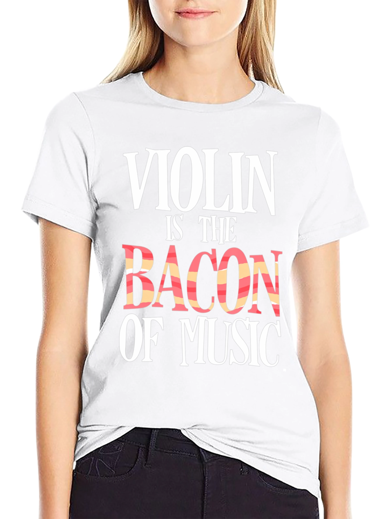 Violin is The Bacon of Music Black Graphic Tee