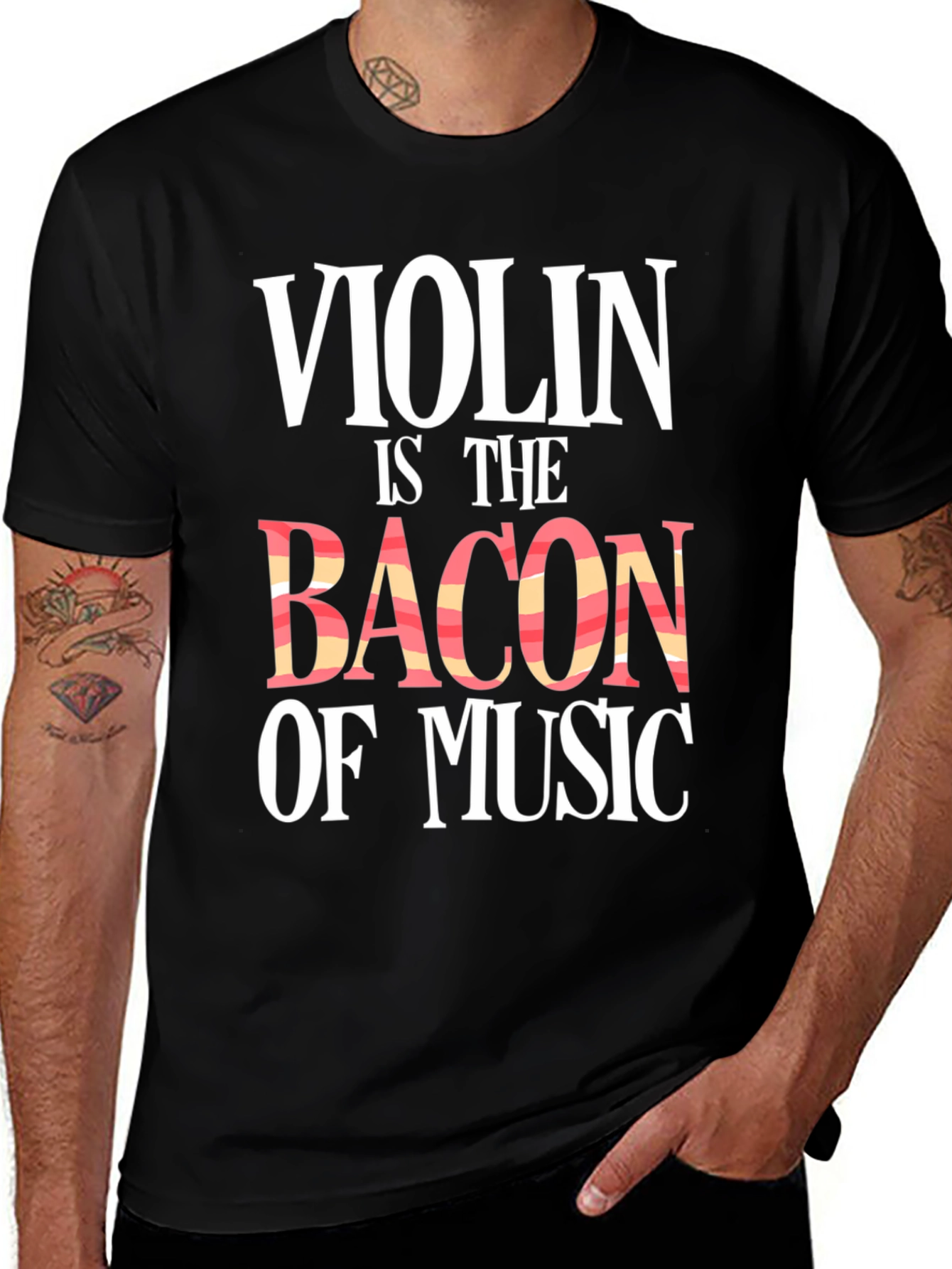 Violin is The Bacon of Music Black Graphic Tee
