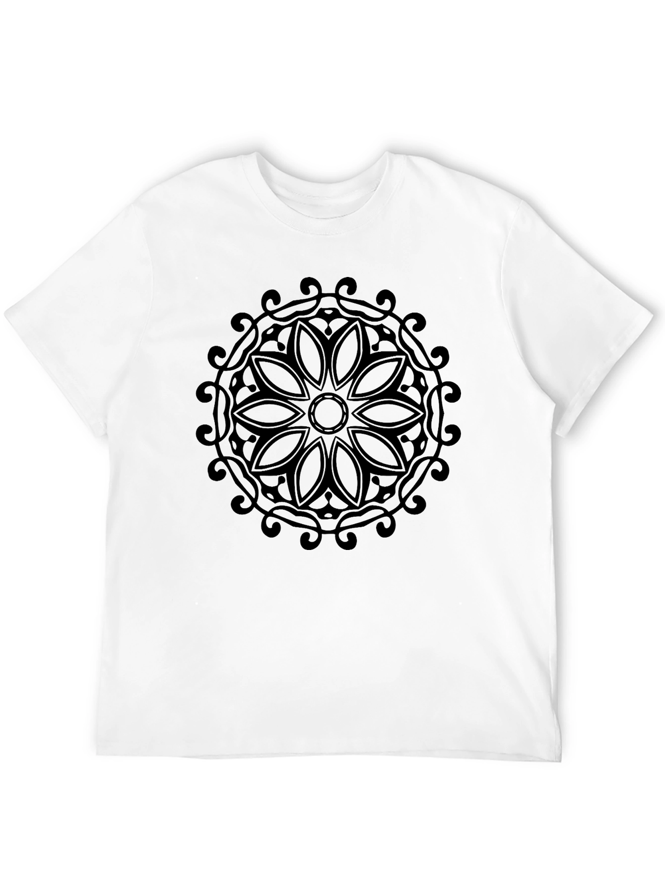 Black Mandala Graphic Tee - Casual Style