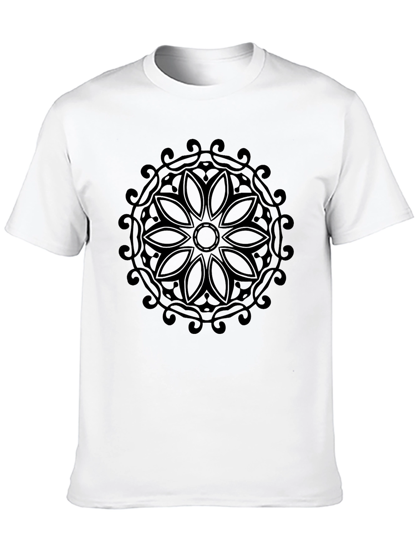 Black Mandala Graphic Tee - Casual Style