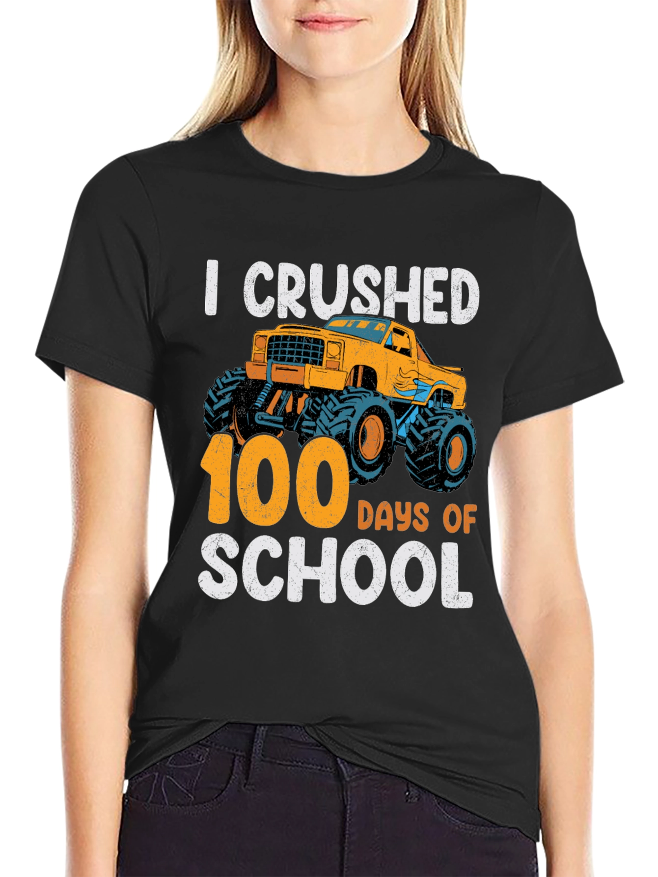 I Crushed 100 Days of School Monster Truck T-Shirt